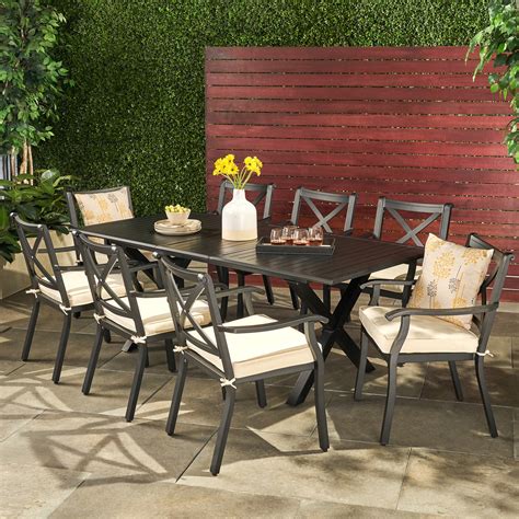 black outdoor patio dining table